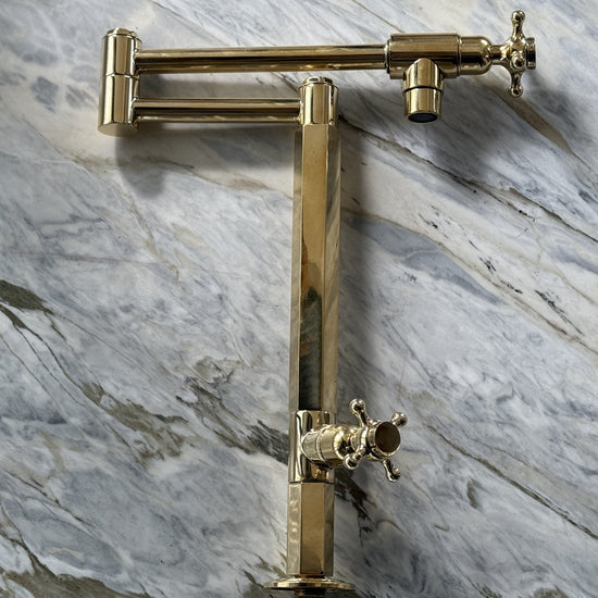 Francone BT6D traditional solid brass deck-mounted pot filler kitchen faucet with double handles.