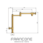 Technical drawing with dimensions for the Francone BT6D traditional solid brass deck mounted kitchen pot filler faucet.