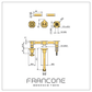 Technical drawing with dimensions for the Francone BT71 wall-mounted classic tap, a double-handle bathroom faucet.