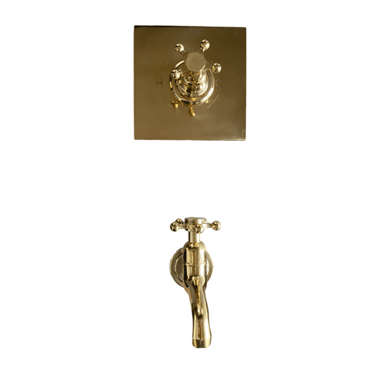 Traditional wall-mounted Francone BT72T thermostatic bathroom tap and faucet in solid brass.