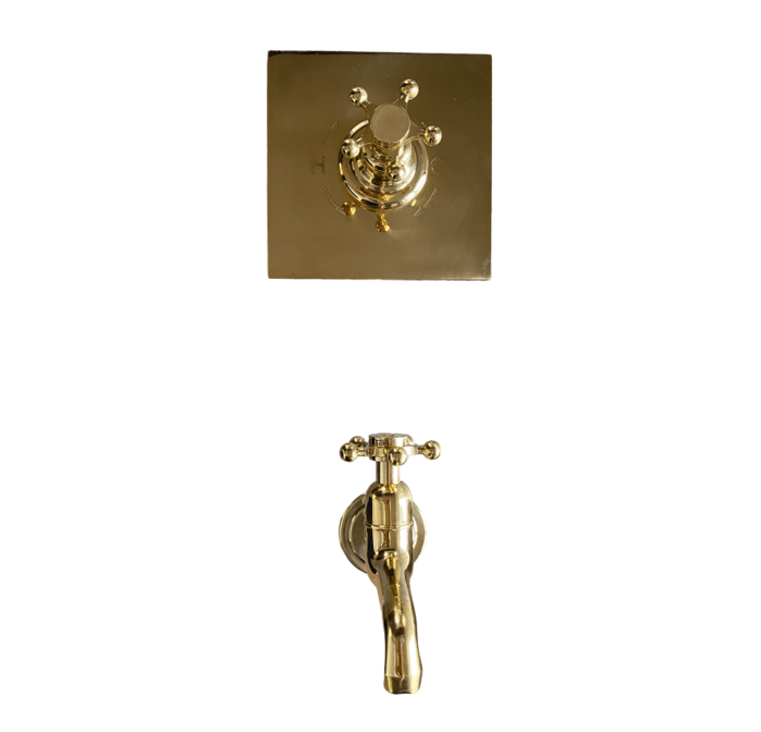 Traditional wall-mounted Francone BT72T thermostatic bathroom tap and faucet in solid brass.