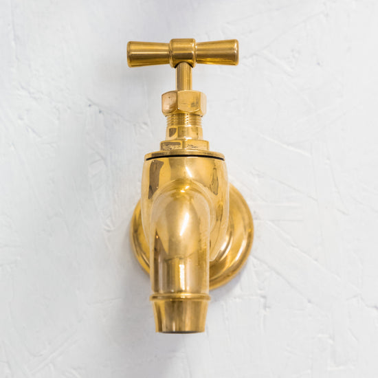 A traditional Francone BT74 solid brass wall-mounted bib tap, also known as a faucet, with a T-bar handle.
