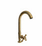 Francone BT75 traditional single cold water tap in gold plated solid brass with a curved swivel spout.