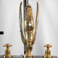 Francone BT80 unlacquered brass bathroom tap with an ornamental swan faucet spout, handcrafted in Italy.