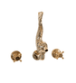The traditional Francone BT81W wall-mounted unlacquered brass tap features an ornamental fish-shaped spout.