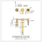 Technical drawing with dimensions of the Francone BT82 solid brass wall mounted basin faucet.