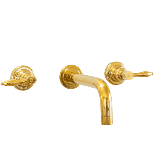 Traditional Francone BT84 solid brass wall-mounted basin faucet with droplet lever handles.
