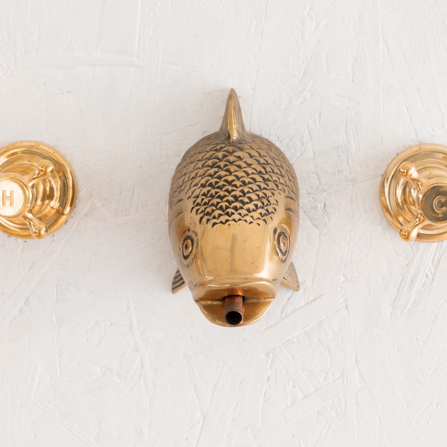 Traditional Francone BT86 decorative brass fish head wall mounted bathroom faucet and tap handles.
