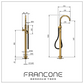 Technical drawing with dimensions for the Francone BT87 solid brass floor-mounted bath tap.