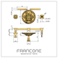 Technical drawing with dimensions for the Francone BT88 solid brass wall-mounted tap, also a bathroom faucet.