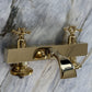 Traditional Francone BT89Q deck mounted bath faucet in solid brass with a quadratic base.