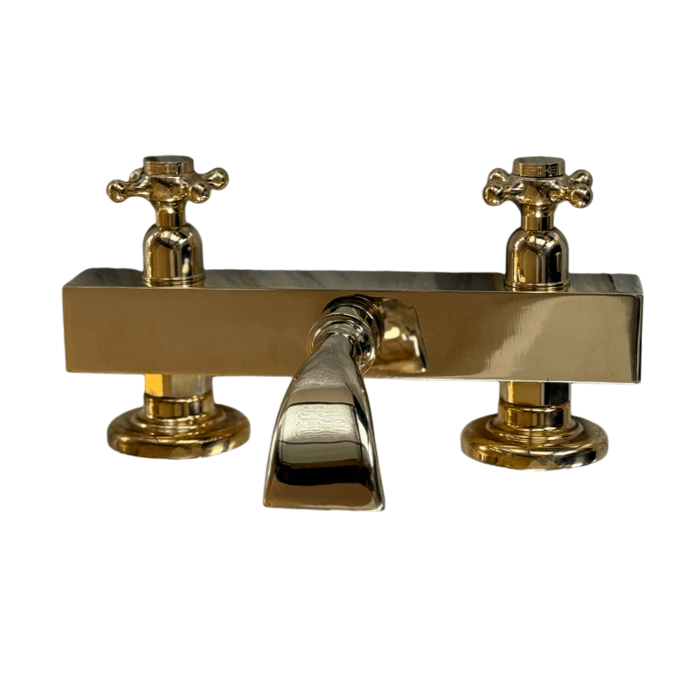 Traditional Francone BT89Q solid brass deck mounted bath filler faucet with quadratic base.