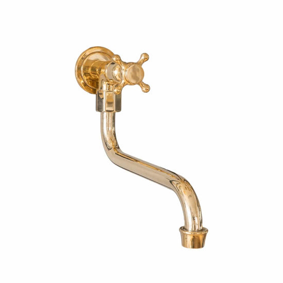 Francone BT9 traditional wall-mounted single tap faucet with a swivel spout in unlacquered brass.
