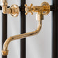 Francone BT9 traditional wall-mounted unlacquered brass faucet with swivel spout, made in Italy.