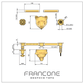 Technical drawing with dimensions for the Francone BT90 bear-head wall-mounted bathroom faucet in solid brass.