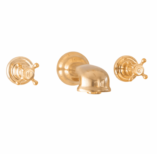 Francone BT92 solid brass wall-mounted bath filler faucet with traditional hot and cold handles.