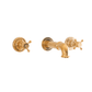 Traditional Francone BT93 wall-mounted bathroom faucet in unlacquered brass, featuring cross tap handles.