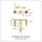 Technical drawing with dimensions for the Francone BT93 traditional wall-mounted brass basin tap faucet.