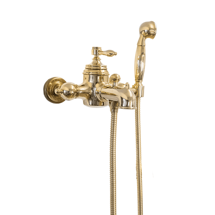 Traditional Francone BT95W wall mounted solid brass bath mixer tap, also a faucet, with hand shower.