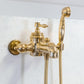 Traditional Francone BT95W unlacquered brass wall-mounted bath mixer faucet with hand shower.