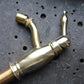 A close-up detail of the Francone BT97B traditional unlacquered brass bidet mixer tap and faucet.