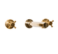 Traditional art deco style Francone BT99 hexagonal wall-mounted faucet in unlacquered brass with dual handles.