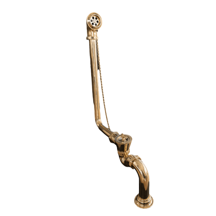 Traditional Francone BTA10 unlacquered brass bath waste and overflow with a plug and chain for exposed tubs.