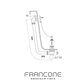 Technical drawing with dimensions for the Francone BTA13 solid brass bath waste and overflow for exposed bathtubs.