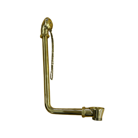 Francone BTA13 unlacquered brass bath waste and overflow with chain for exposed bathtubs.