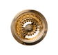 A round Francone BTA18O basket strainer waste in unlacquered brass for kitchen sinks.