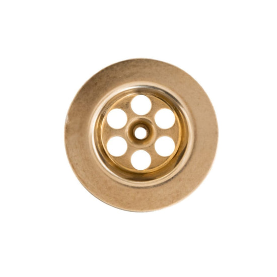 A top-down view of the circular Francone BTA2 traditional brass basin drain waste for a bathroom sink.