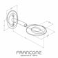 Technical drawing with dimensions for the Francone BTA26 single soap bottle holder in solid brass.