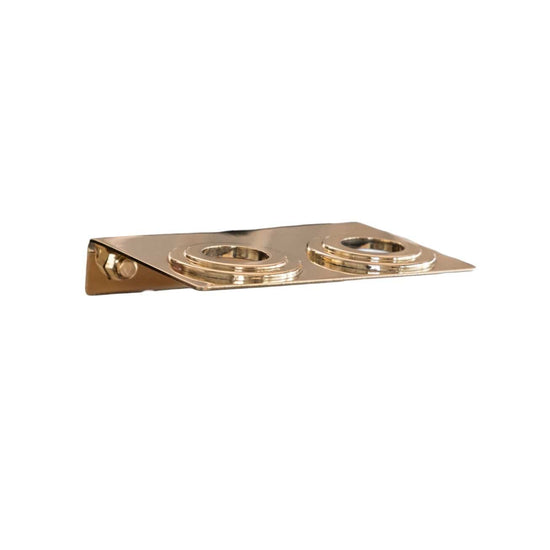 Francone BTA27 unlacquered brass double soap bottle holder, a bespoke Italian bathroom accessory.
