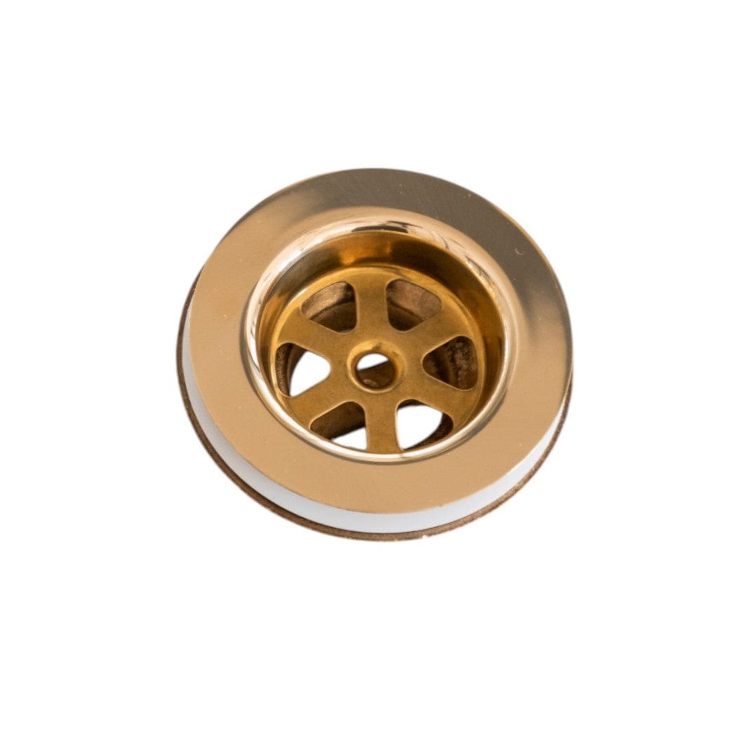 The Francone BTA3 traditional round unlacquered brass kitchen basin drain waste.