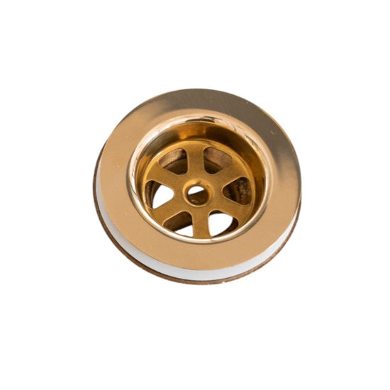 The Francone BTA3 traditional round unlacquered brass kitchen basin drain waste.
