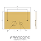 Technical drawing with dimensions for the Francone BTA6 solid brass toilet Geberit Sigma dual flush plate.