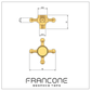 Technical drawing with dimensions for the Francone BTH bespoke solid brass tap handles.
