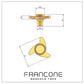 Technical drawing with dimensions for the Francone BTH solid brass spinner tap and faucet handles.