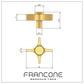 Technical drawing with dimensions for the Francone BTH solid brass bespoke cross tap or faucet handles.