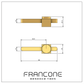 Technical drawing with dimensions for the Francone BTH bespoke solid brass tap handles.