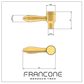 Technical drawing with dimensions for the traditional Francone BTH solid brass bathroom faucet tap handles.