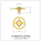 Technical drawing with dimensions for the solid brass Francone BTH wheel tap handles.