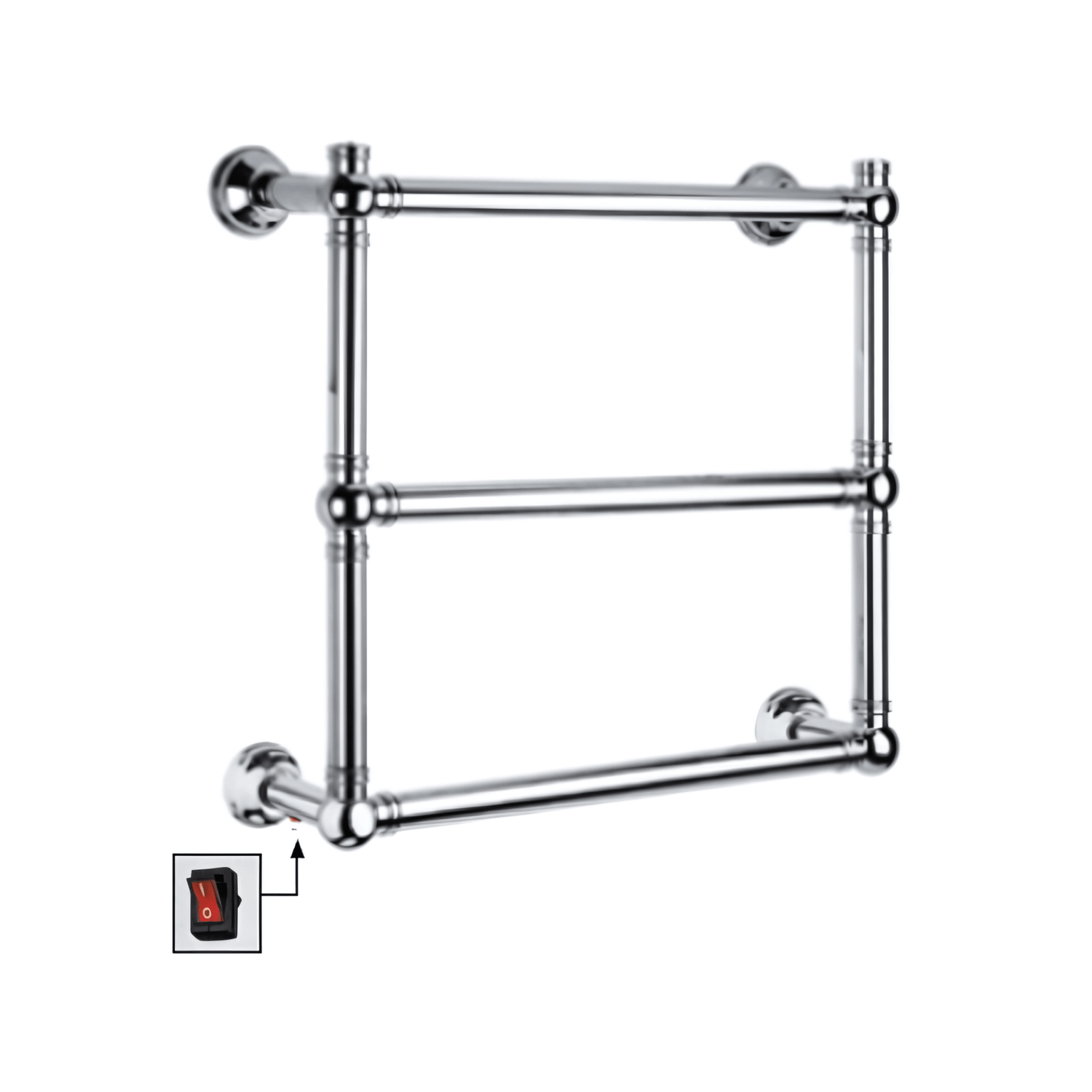 Francone BTR10 electric bathroom heated towel rail in solid brass, featuring an integrated power switch.