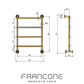 Technical drawing with dimensions for the Francone BTR15 traditional brass heated towel rail.