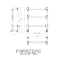 Technical drawing with dimensions for the Francone BTR2 solid brass classic dual fuel heated towel rail.