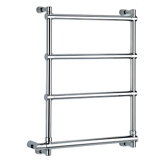 Handcrafted solid brass Francone BTR4 four-bar electric heated towel rail for luxury bathrooms.