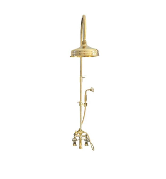 Traditional solid brass Francone BTS13D deck mounted column shower with hand shower and bath filler.