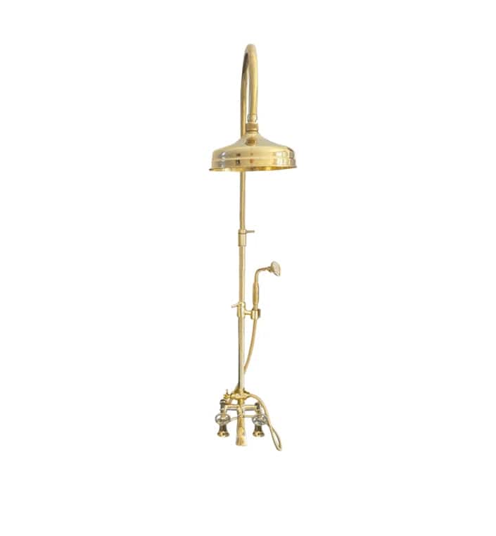 Traditional solid brass Francone BTS13D deck mounted column shower with hand shower and bath filler.