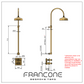 Technical drawing with dimensions for the Francone BTS14 solid brass column shower with thermostatic mixer.