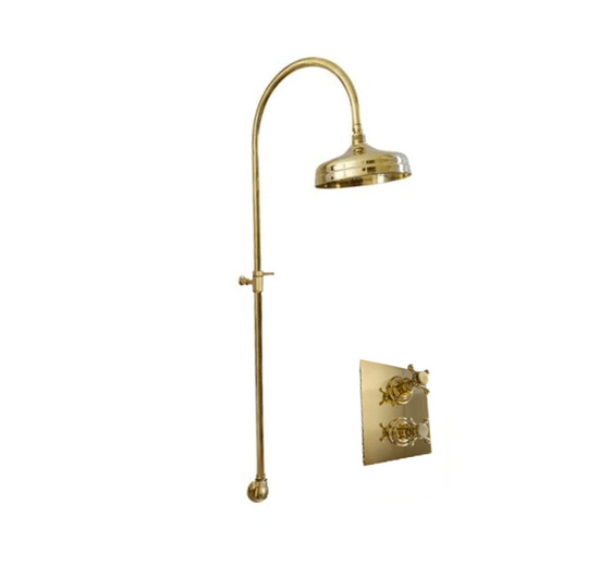 Francone BTS14 traditional solid brass column shower with a concealed thermostatic mixer.